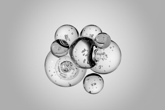3D glass bubble cluster suspended in a clean abstract space