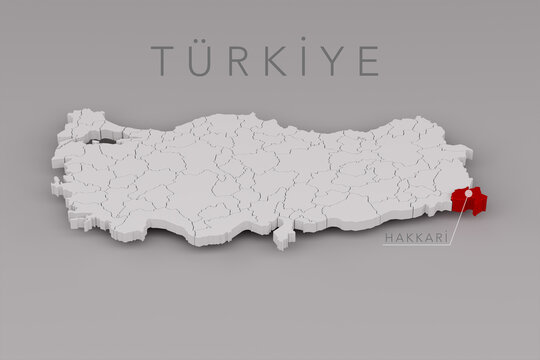 Turkiye Map Highlighting Hakkari Province Location
