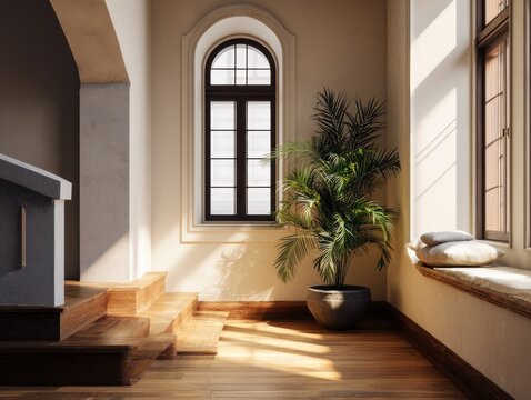 architectural interior detail with natural sunlight