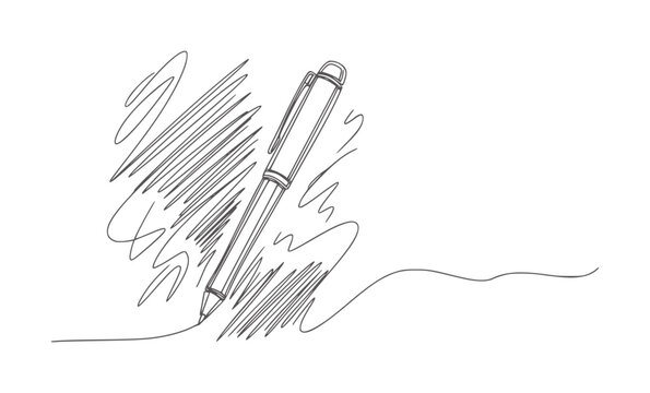 Pen scribbles and wavy line white writing