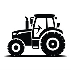 Obraz premium A bold black silhouette of a powerful modern farm tractor with large wheels