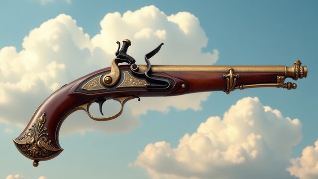 A gun in mid-air, capturing the moment of flight