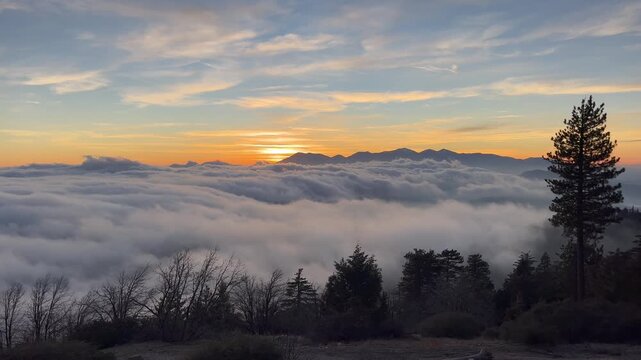 Sunset Fog Rolling over Mountains - San Bernardino National Forest