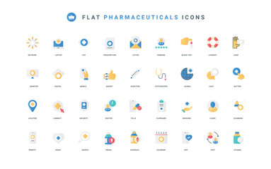 Doctor prescription, onflat appointment on calendar thin symbols vector illustration. Pharmaceuticals, medical care for treatment and insurance, pills and vitamins flat icon set © lembergvector