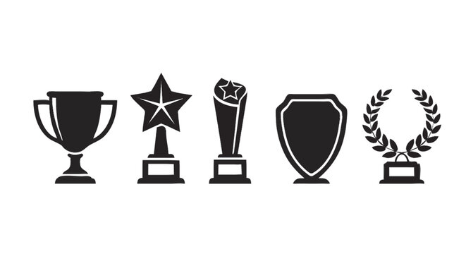 set de icones de campeonato de futebol trofeu titulo campeao isolado em fundo branco conceito esportivo