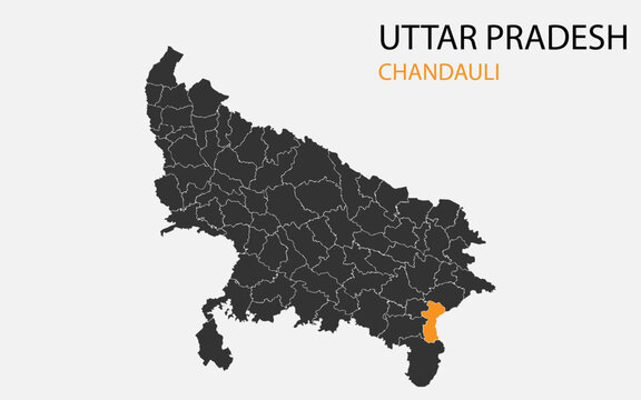 Uttar Pradesh png map with districts, Indian state Uttar Pradesh district map, Uttar Pradesh Chandauli