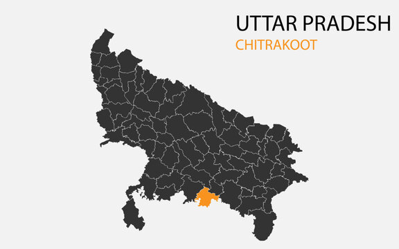 Uttar Pradesh png map with districts, Indian state Uttar Pradesh district map, Uttar Pradesh Chitrakoot