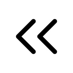 Obraz premium double arrow left silhouette UI icon illustration for navigation back and interface control design