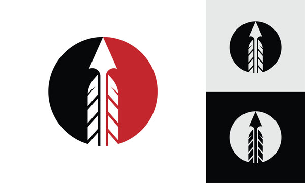 Arrow with feather minimal logo design