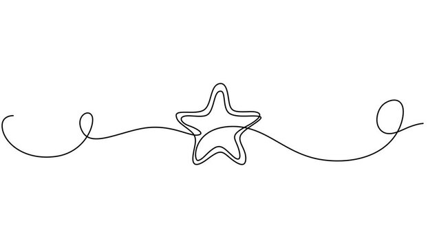 star continuous one line drawing animation, Self drawing animation of star icon in continuous line art style. Animated single line, One line Drawing or illustration of a star, Hand drawn star Video