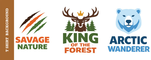 Savage nature deer king arctic wanderer bear polar t shirt design. © jubayer95