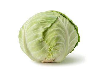 Fototapeta premium Fresh green cabbage vegetable on white background for healthy eating and nutrition