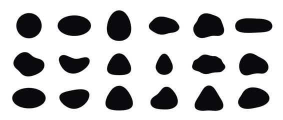 Fototapeta premium Abstract organic blob shapes vector illustration set with various fluid forms and irregular ink blot elements for modern design projects