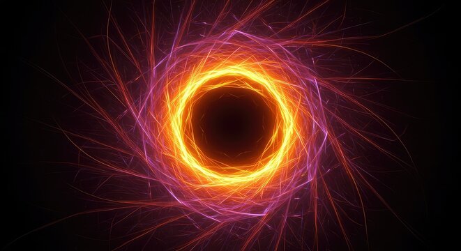 An abstract digital representation of a cosmic swirl of intense light energy creating a deep, hypnotic portal effect, design, futuristic, colorful