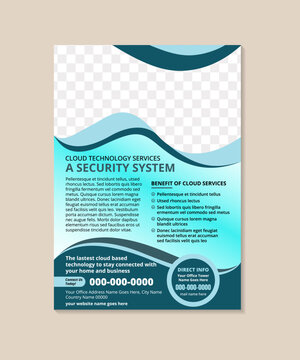 security system installation flyer template. promote your services with this professional flyer template designed for industry experts. combination multicolored blue on vertical layout background.