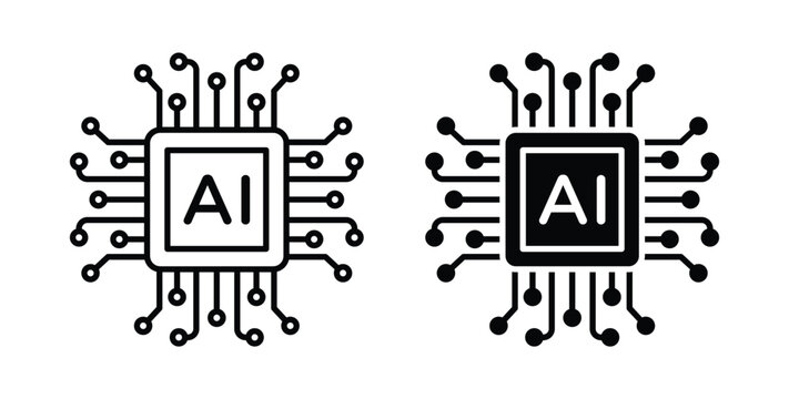 AI chip icon vector illustration logo design in clipart and strokes
