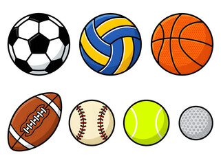Obraz premium Set of various sports balls isolated on white background