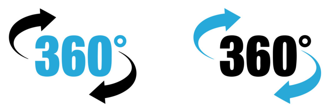 360 degree rotation arrow icon set