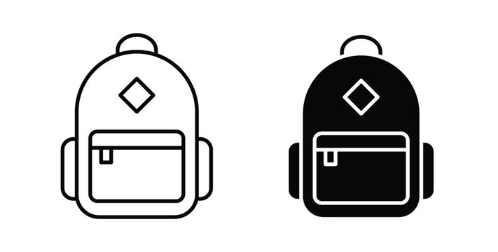 Backpack icon vector illustration logo design in clipart and strokes