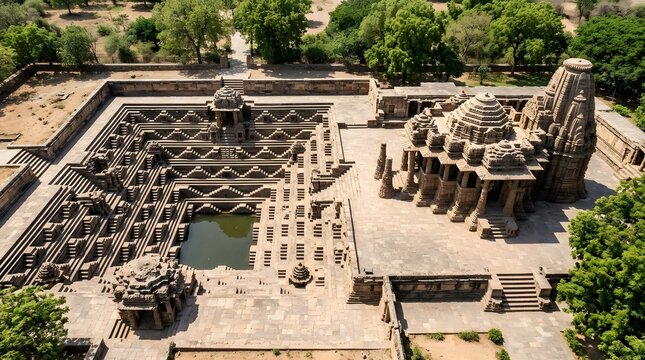 Ancient Modhera Sun Temple Step-well and Architecture, Gujarat