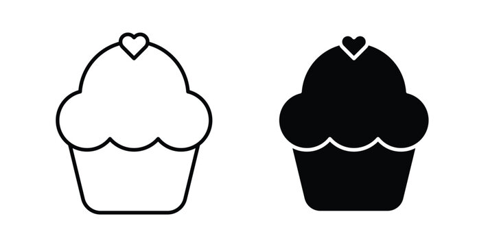 Cupcake icon vector illustration logo design in clipart and strokes