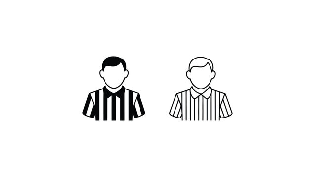 football referee avatar icon with striped uniform solid and outline style isolated on white background sports official character symbol