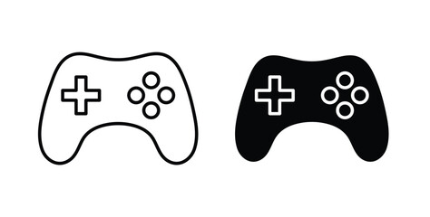 Game controller icon vector illustration logo design in clipart and strokes © Cristiane