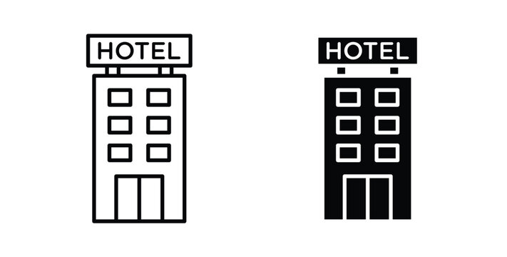 hotel icon vector illustration logo design in clipart and strokes