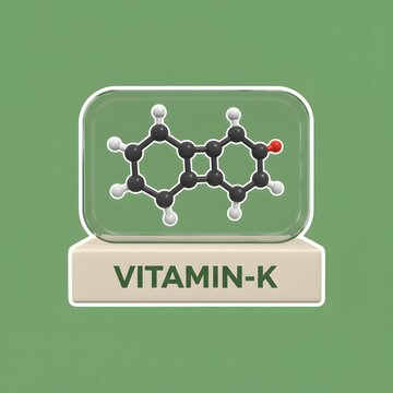 Vitamin K Molecular Structure Illustration on Green Background &ndash; 3D Medical Chemistry Concept