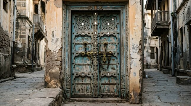 Antique Weathered Wooden Door in Bhuj, Gujarat