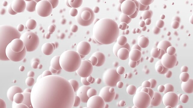 Abstract red bubbles floating upward, minimal 3D spheres background with shallow depth of field
