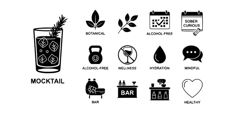 Non Alcoholic Mocktail Botanical Drink Icon