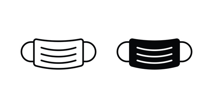 Surgical mask icon vector illustration logo design in clipart and strokes