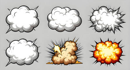 comic explosion, explosion effect, smoke cloud, explosion burst, comic blast, boom effect, bang effect, cartoon explosion, pop art, explosion cloud, smoke puff, vapor cloud, dust cloud, explosion grap © zpixel