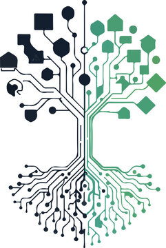 Digital Tree Data Network Growth Concept Vector