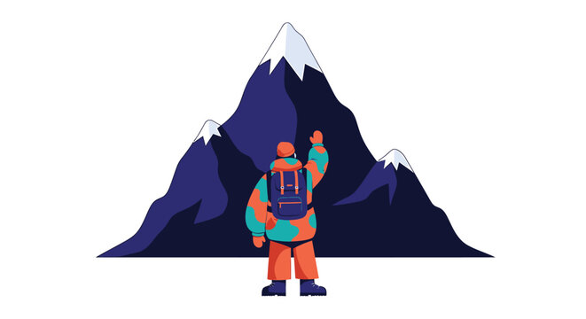 Hiker icon, mountain climber vector, adventure symbol, outdoor illustration