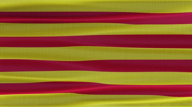 Catalonia flag waving in the wind with high quality fabric texture