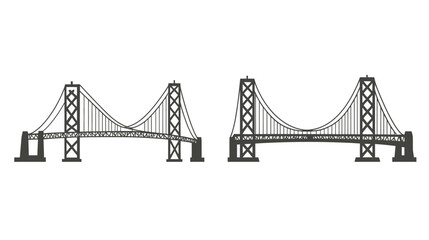 Fototapeta premium Silhouetted illustration of two suspension bridges, showcasing architectural elements. Perfect for design projects