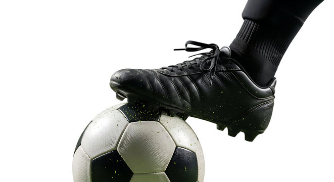 A soccer player's foot is poised on top of a soccer ball in a dynamic stance. . Soccer player at on 2026 soccer world championship tournament transparent background