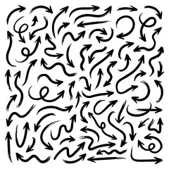 Fototapeta premium Creative Scribble Arrow Illustrations: Minimalist Hand-Drawn Design with Ink Brush Strokes and Artistic Grunge Pointers