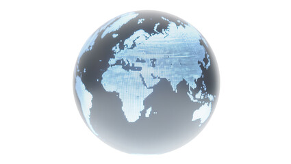 Obraz premium Glass globe with pixelated continents, isolated on transparent background