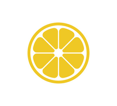 A vibrant yellow lemon slice icon in a modern flat design style