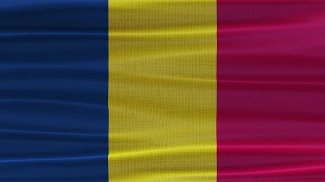 Chad flag waving in the wind with high quality fabric texture
