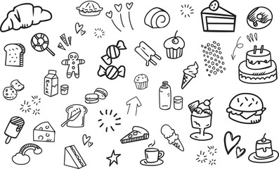Fototapeta premium Sweets and Bakery Doodle Pattern