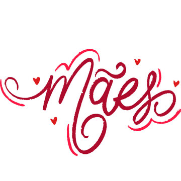 M&atilde;es handdrawn lettering em portugu&ecirc;s rosa rabiscado