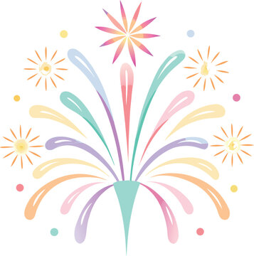 Firework Celebration Emblem for Festivities and New Years