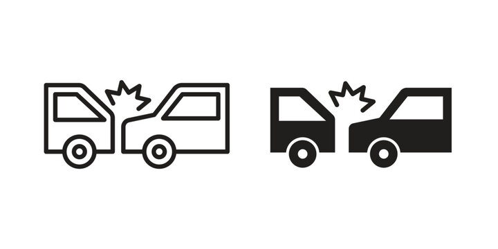 Rear end collision icon set, logo vector eps10