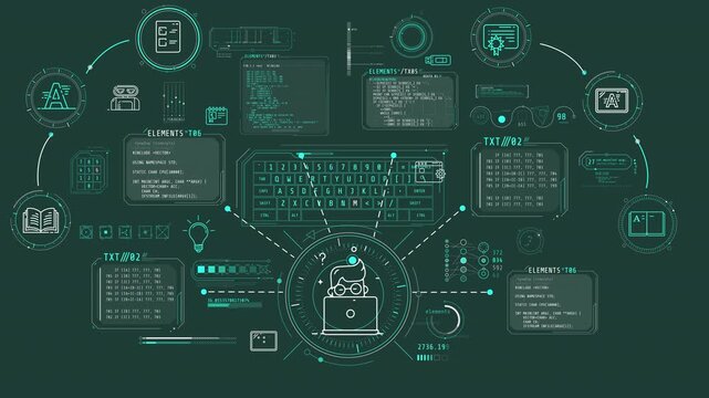 AI-based education in infographic schema on alpha channel.