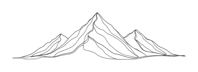 Fototapeta premium Stylized mountain range outline with sharp peaks and flowing lines