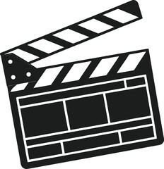 Fototapeta premium Film clapperboard, movie clapper, cinema clapboard, video production slate, black and white icon